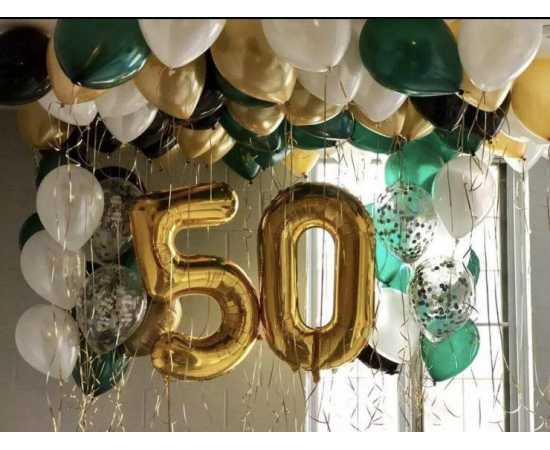 Pack of 50 - Balloons Set (Large) Golden and Black