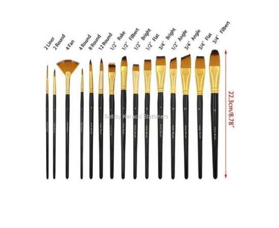 15 Pcs Multi shapes Artist Paint Brush Set