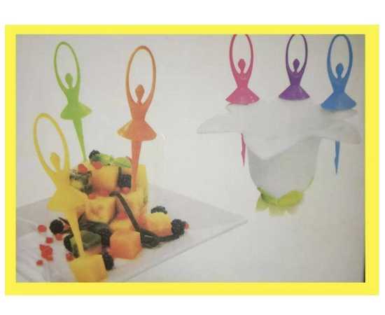 Pack of 6 Pcs Beautiful Flower Fairy Plastic Fruit Creative Fork
