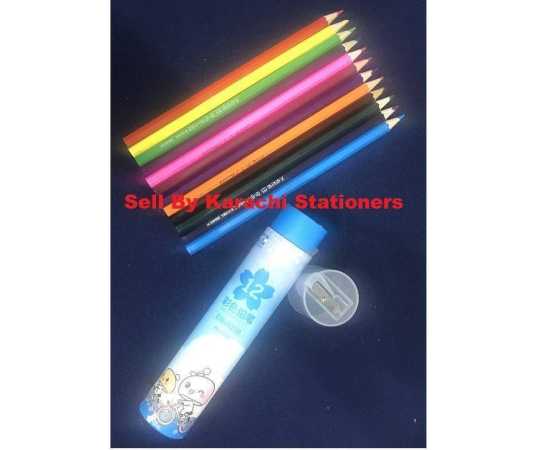 Multicolored Pencil Color Jar Large  - Pack of 12 PCS
