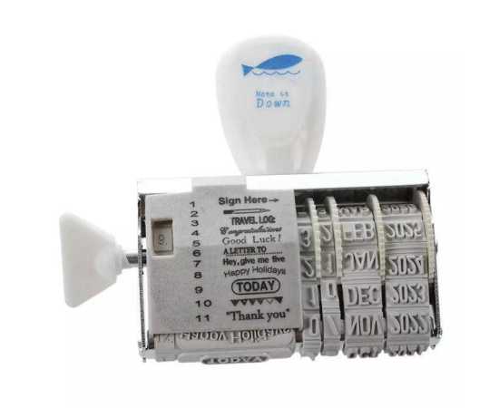 Shiny DIY Words and Date Wheel Rubber Dater Roller Stamp Stationery