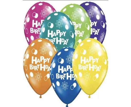 Pack Of 100 - Happy Birthday Printed Balloons Set