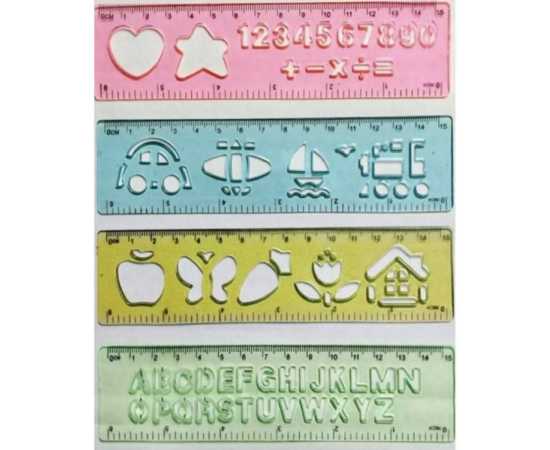 Pack of 4 Alphabet Stencil Number Stencils Ruler