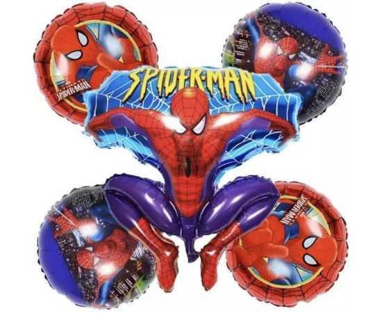 5pcs Spider man Happy birthday foil balloons Set