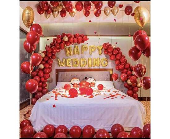 Pack of 100 Shining Red Romantic Wedding Room Balloons Set