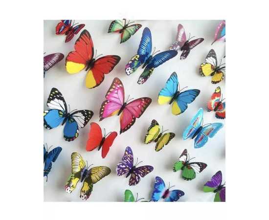 Pack of 12- 3D PVC Butterfly Wall Stickers DecorationPack of 12- 3D PVC Butterfly Wall Stickers Decoration