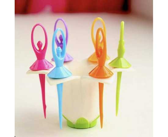 Pack of 6 Pcs Beautiful Flower Fairy Plastic Fruit Creative ForkPack of 6 Pcs Beautiful Flower Fairy Plastic Fruit Creative Fork