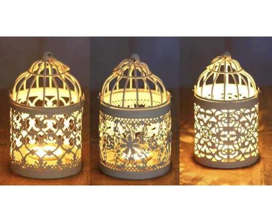 3 PCS Candelabras Hollow Hanging Bird Cage Candle Holder