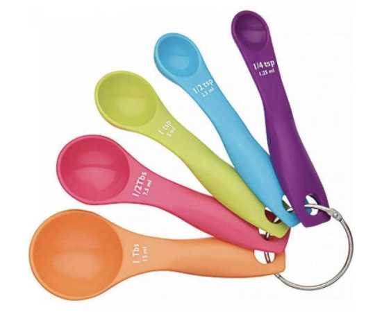 Pack of 5 - Plastic Measuring Spoons for Kitchen