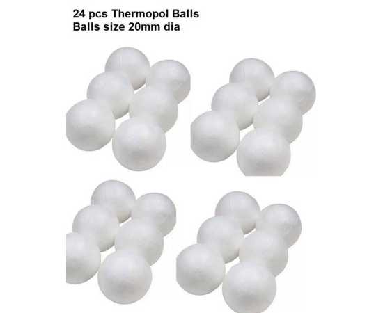 Thermocol Balls size 2cm dia (20mm) - set of 24pcs