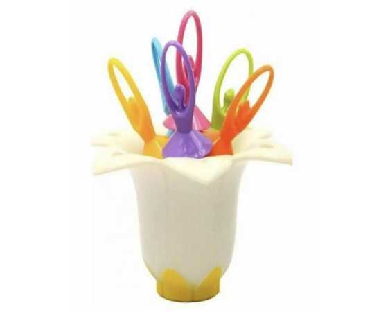 Pack of 6 Pcs Beautiful Flower Fairy Plastic Fruit Creative Fork