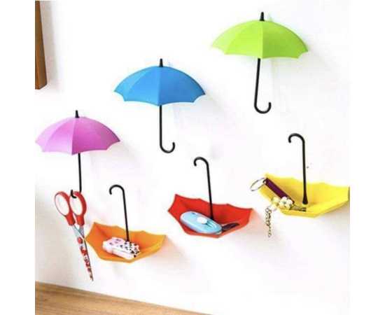 3 Pcs Set Multicolor Umbrella Wall Hook Key holder