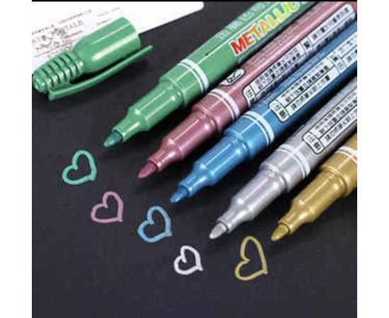 Pack Of 5 Metallic Markers For Art and Craft