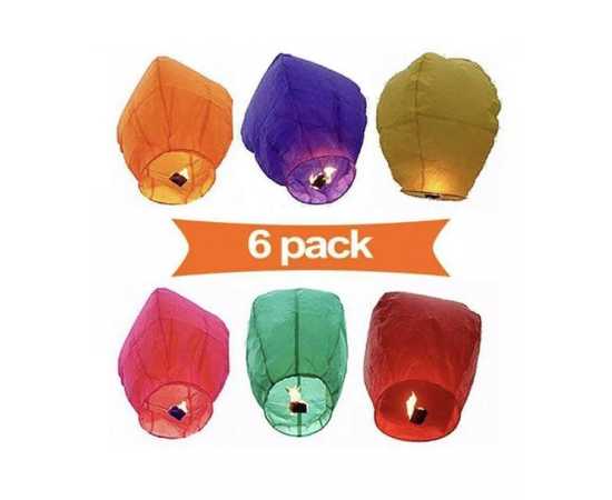 Pack of 6 - Sky Flying Lantern fire balloon For Parties