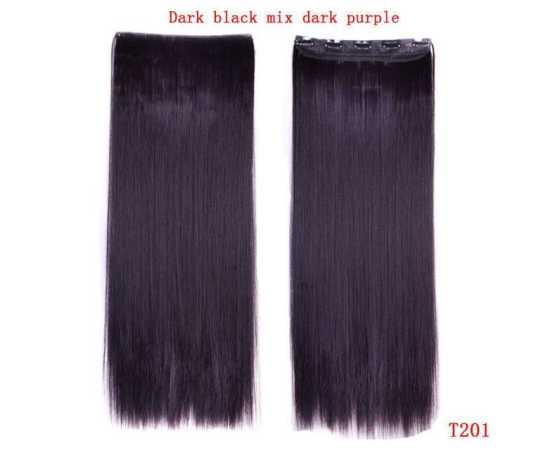 Girl & Women Dark Black Mix Dark Purple 30 Inch Hair Extensions 5