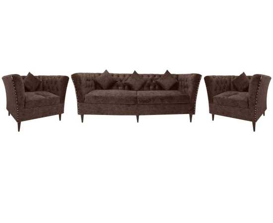 Chikoo Sofa Set (5 Seater) Velvet Modern Design Sofa Set
