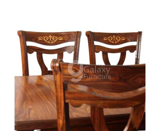 Galaxy Solid Rose Wood 4 Chair with comfortable cushions Dining Table
