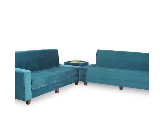 Galaxy D-Dot Mate Green velvet 02 Sofa cum Bed with Matching Table Diamond Supreme Foam