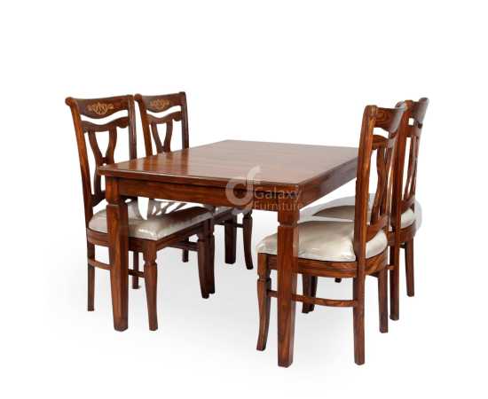 Galaxy Solid Rose Wood 4 Chair with comfortable cushions Dining Table