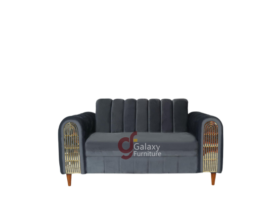 Galaxy Brand New 2 Seater Turkish Design Imported Grey Velvet Modern Design Sofa Set