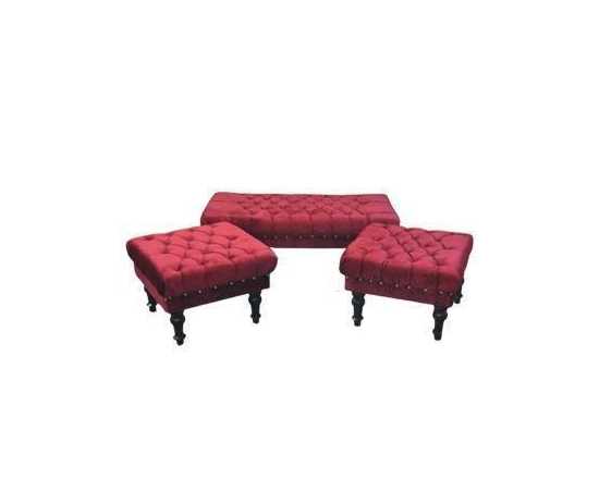 4 Seater Puffy Set Fabric Maroon Valvid