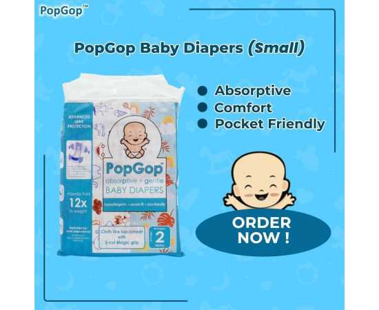 PopGop Baby Diapers Small Size 2 For 3-6 KG - Pack of 48 Pcs