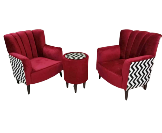 2 Bedroom Chairs with Table imported valvet fabric