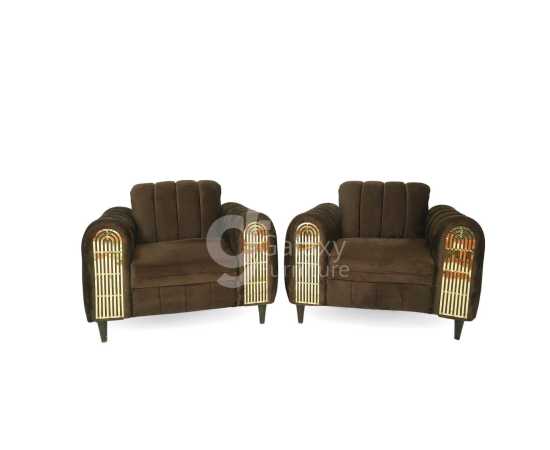 Brand New Five Seater Turkish Design Dark Brown Velvet Modern Design Sofa Set