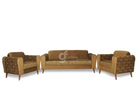 Galaxy Five Seater Turkish Design Brown Velvet Modern Design Sofa Set