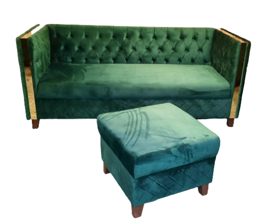 3 Seater Turkish Design Sofa Set with deep knotted work Ottoman