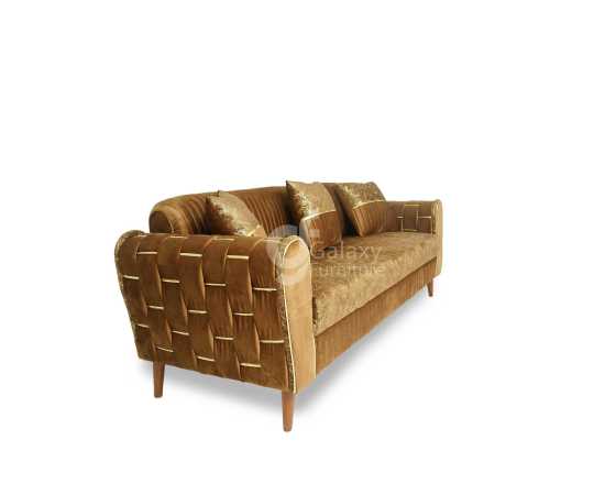 Galaxy Five Seater Turkish Design Brown Velvet Modern Design Sofa Set