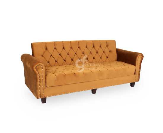 D-Dot Mate Brown Alvera velvet 02 Sofa cum Bed Diamond Supreme Foam