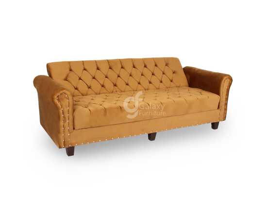 D-Dot Mate Brown Alvera velvet 02 Sofa cum Bed Diamond Supreme Foam