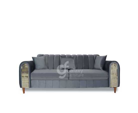Five Seater Turkish Design Gray Velvet Modern Design Sofa Set