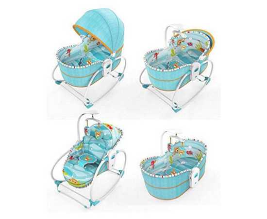 Mastela 5 In 1 Rocker, Bouncer Chair With Removable Bassinet 6038 (Blue)
