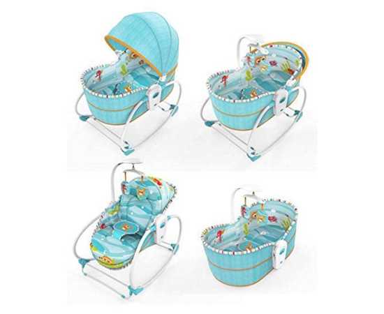 Mastela 5 In 1 Rocker, Bouncer Chair With Removable Bassinet 6038 (Blue)