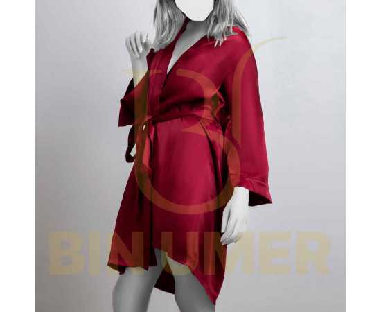 Bin Umer Western Bridal Nightwear Short Gown - Maroon