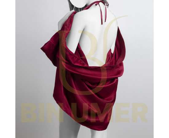 Bin Umer 2 PCS Western Bridal Honeymoon Nighty Set - Meroon