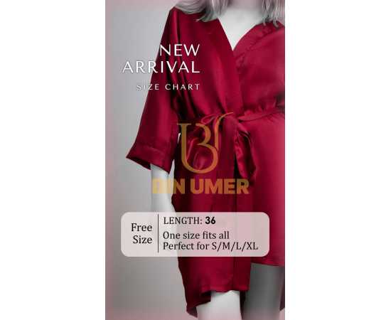 Bin Umer Western Bridal Nightwear Short Gown - Maroon