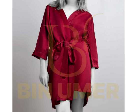 Bin Umer Western Bridal Nightwear Short Gown - Maroon