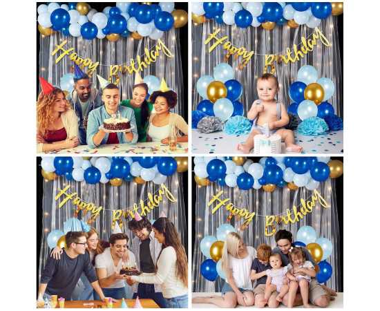 Blue & White Birthday Party Decoration Balloon Set