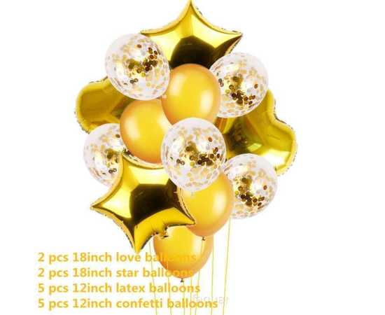 14 PCS Pack Foil Confetti Metallic Decoration Balloons Set