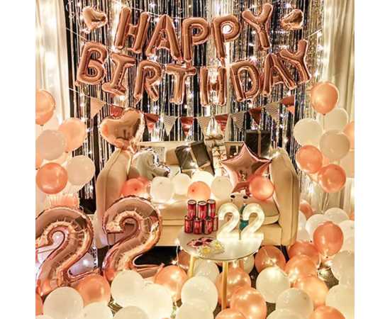 Happy Birthday Card & Foil Balloon With Fairy Light Set