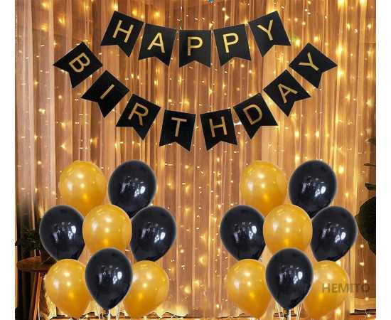 32 PCS Combo Of Happy Birthday Banner With Led Lights & Balloons