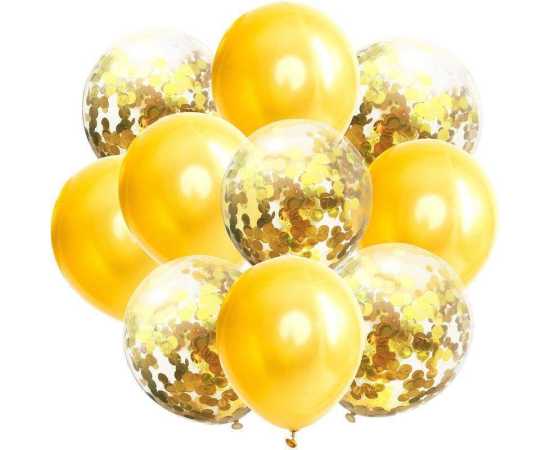 Pack Of 10 - Confetti Balloons Set With Curling Ribbons For Birthday Party