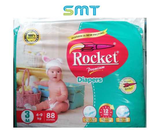 Rocket Diapers Mega Pack SIze-3 Medium 4-9KG - Pack of 88 Pcs