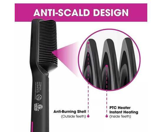 Anti-Scald Hair Straightener Brush - 1 Piece
