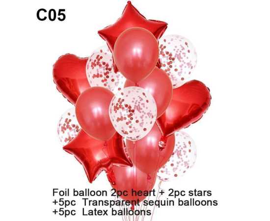 14 PCS Pack Foil Confetti Metallic Decoration Balloons Set