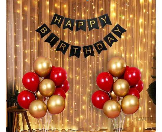 32 PCS Combo Of Happy Birthday Banner With Led Lights & Balloons