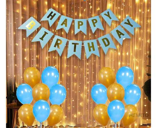 32 PCS Combo Of Happy Birthday Banner With Led Lights & Balloons